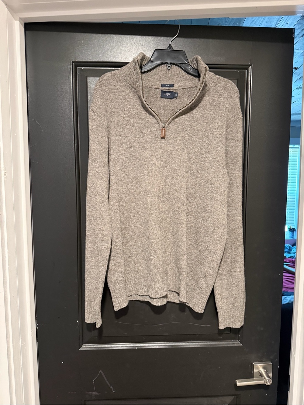 J. Crew Men’s Gray Zip-Front Funnel Collar Sweater